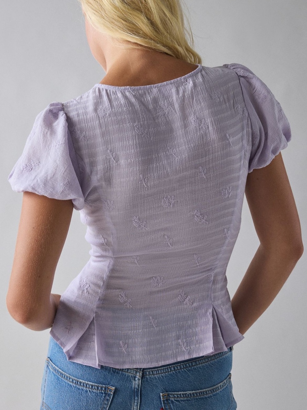 Kimchi Blue Aurelia Lace Trim Puff Sleeve Blouse - Picture 4 of 6